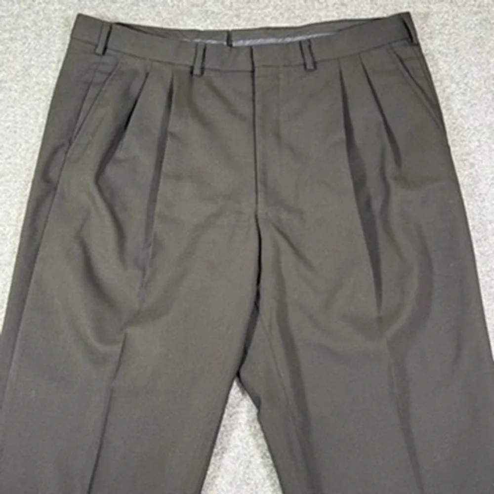 Proper Cloth Black 100% Merino Wool Pleated Dress Pants Flannel Trouser 36x31